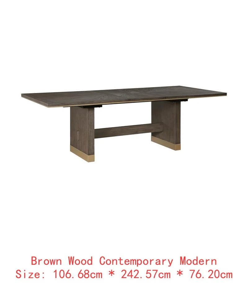 Modern Brown Finish 9-Piece Dining Table Set w/Extension + 8 Upholstered Armchairs