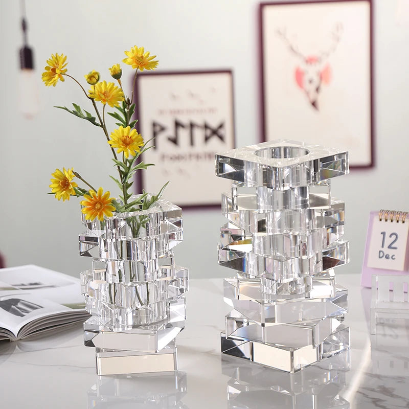 Luxurious Modern Nordic Style Crystal Vase for Living Room
