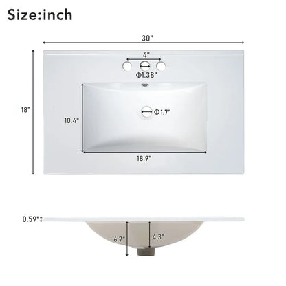 Classic 30" Bathroom Vanity Set w/Premium Ceramic Sink