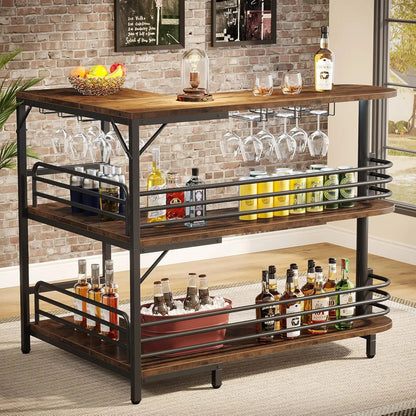Industrial Liquor Bar Table for Home Pub/ L -Shaped Home Bar Unit