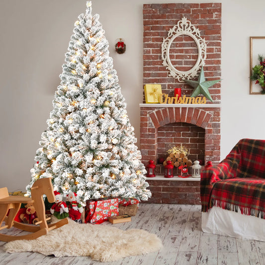 Fluffy & Lush Artificial Pre-lit 6FT Snow Flocked Holiday Tree