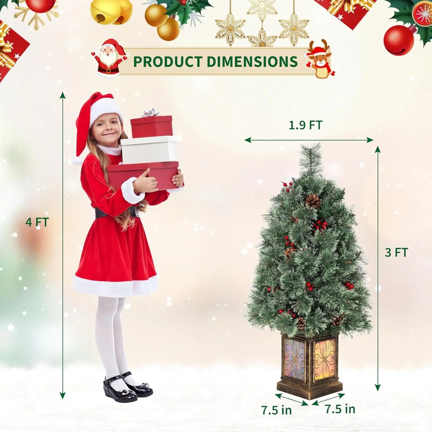 Mini 3ft Tabletop Pre-Lit Artificial Christmas Tree w/70 LED Lights