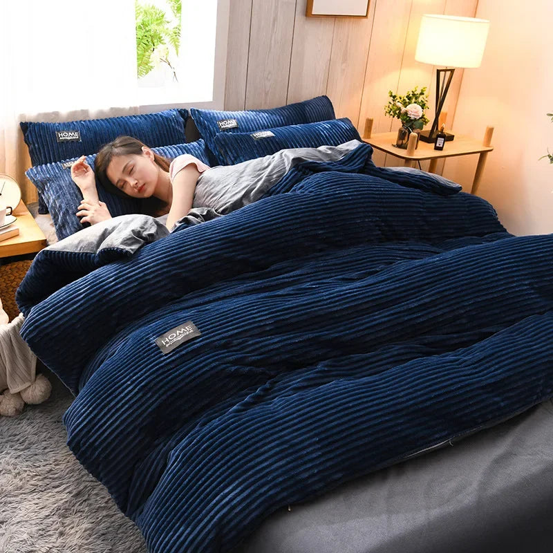 BowLift Corduroy Duvet Cover Set - Ribbed Velvet Plush with 2 Pillowcases, dark brown corduroy duvet cover bedding set