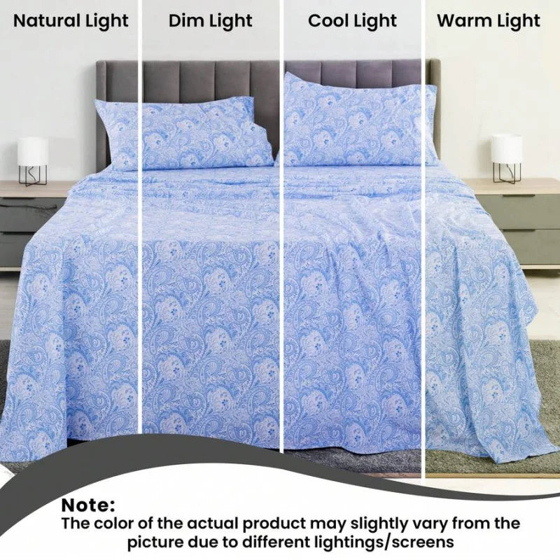Paisley Microfiber Sheet Set, Bedding with 16-Inch Deep Pocket Fitted Sheet & Pillowcases – fitted sheet with 16-inch deep pockets