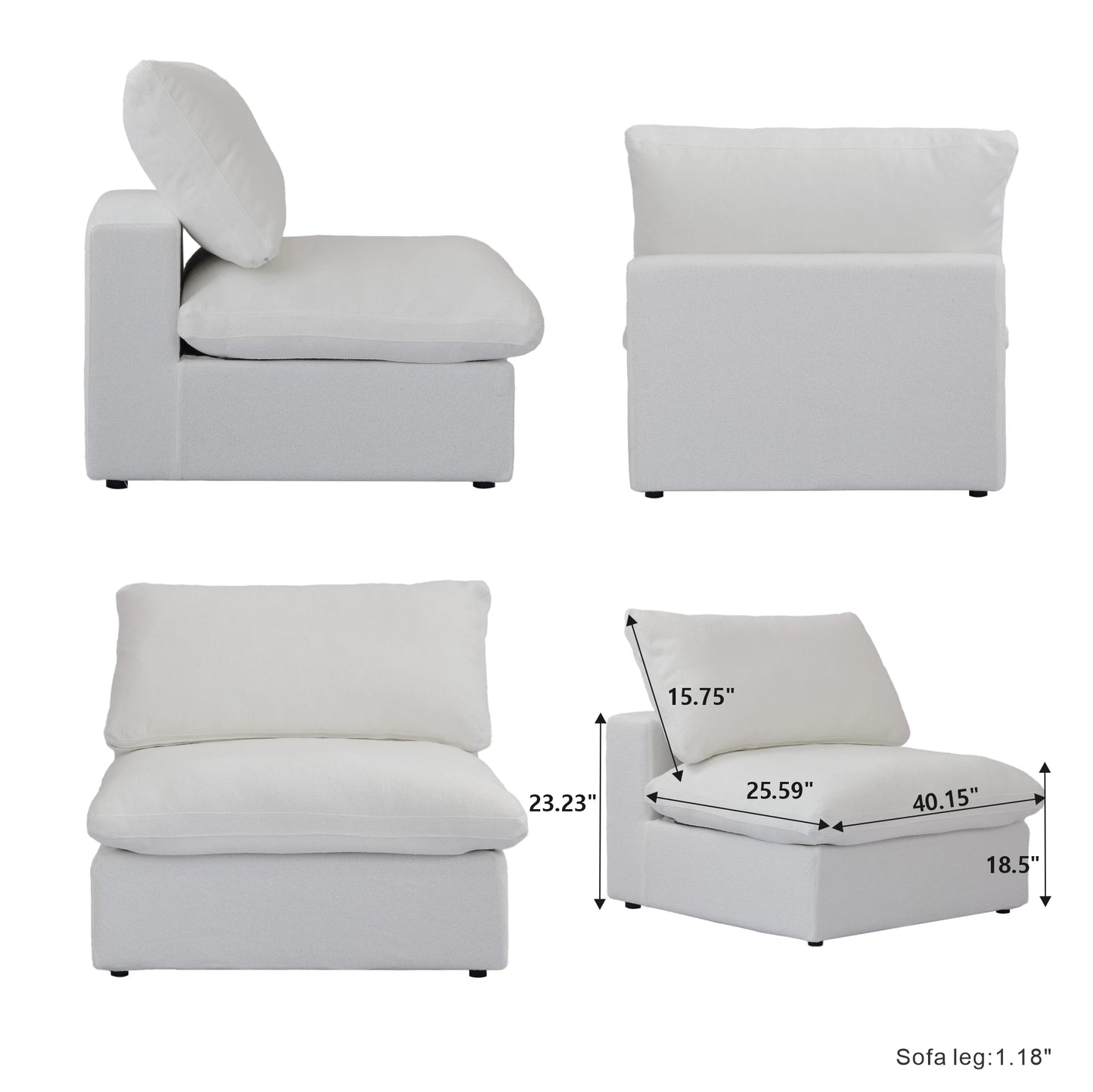 Modular 6-seat U-shaped Down Filled Comfy Cloud Couch