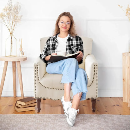 Modern White/Ivory PU Leather Accent/Club Chair Set of 2