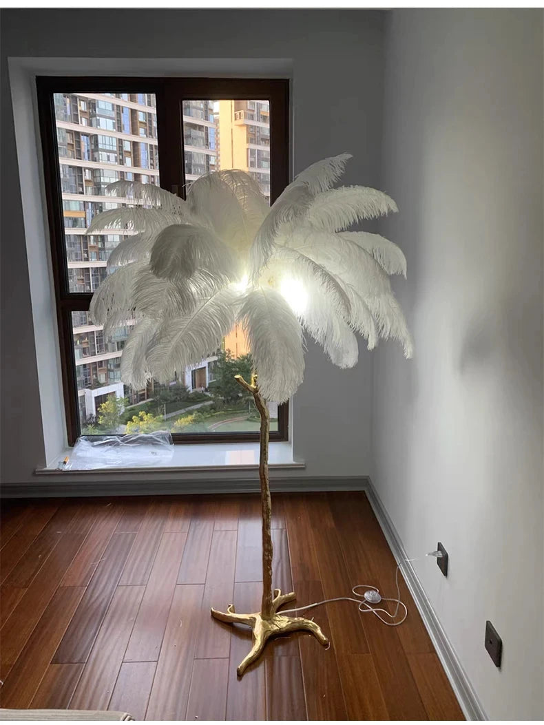 Modern Nordic Ostrich Feather Luxury Floor/Table LED Lamp 