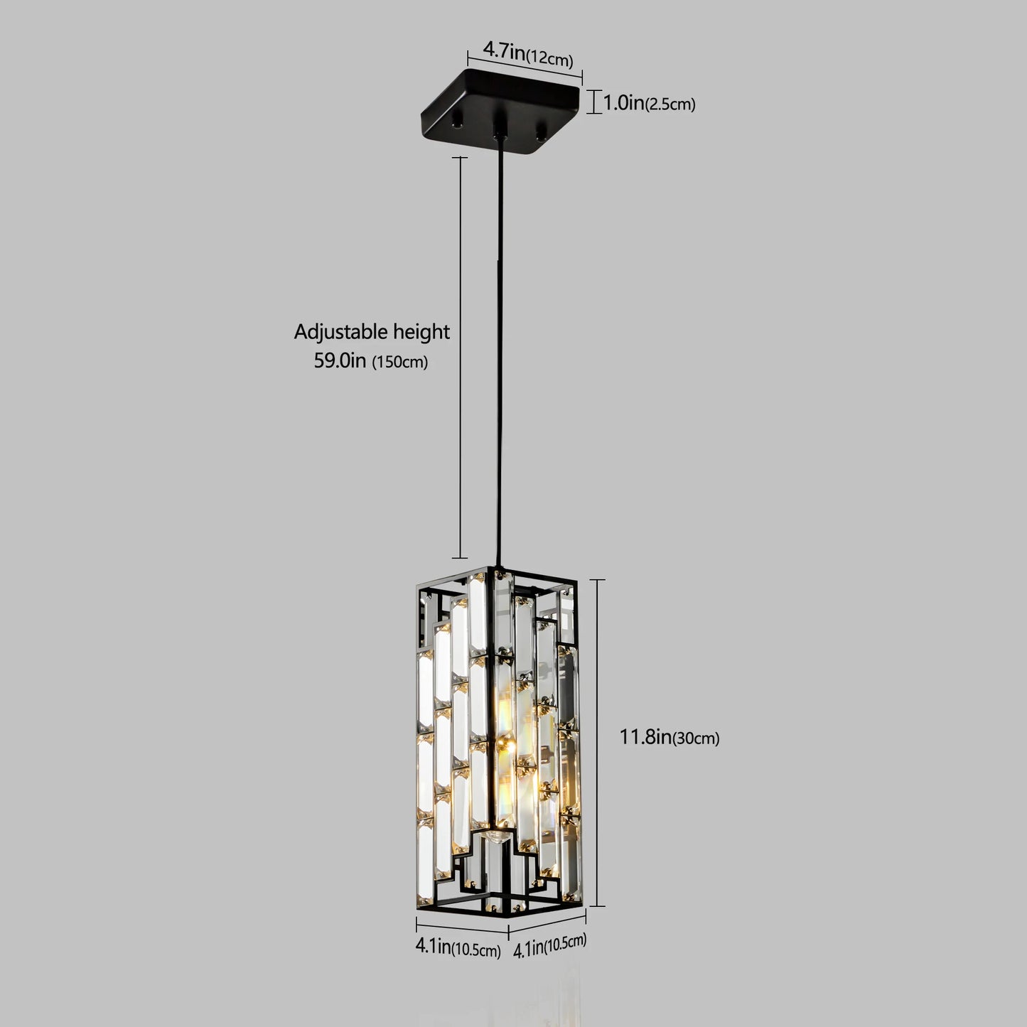 Modern Black Finish Crystal Pendant Light- Pack of 3