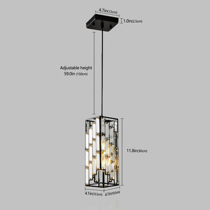 Modern Black Finish Crystal Pendant Light- Pack of 3