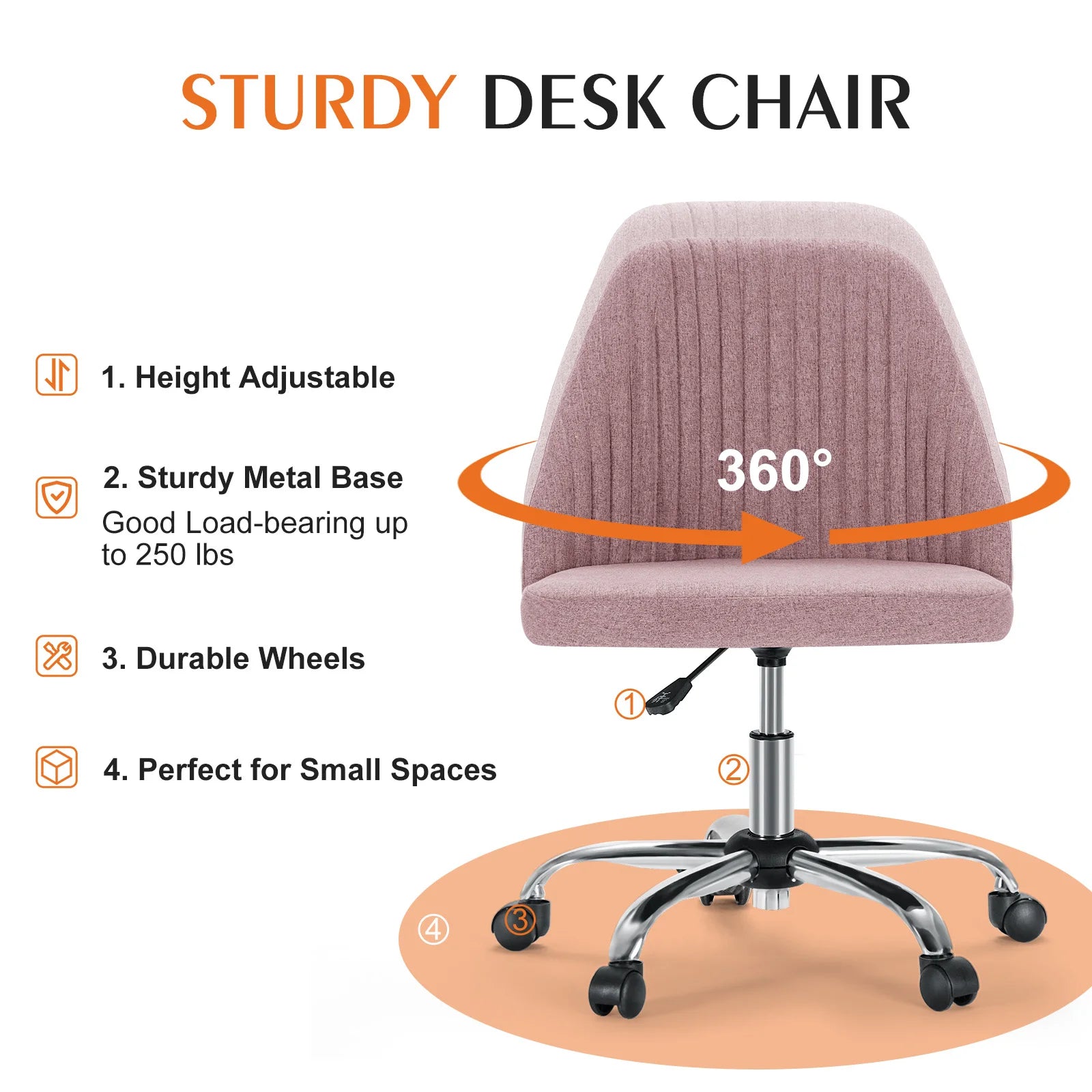 The vibrant Modern Mid-Back Armless Fabric Office Chair in a home office setting, a perfect armless office chair that adds color and style.