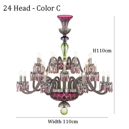 Classy & Elegant 24-Light Colored Crystal Candelier