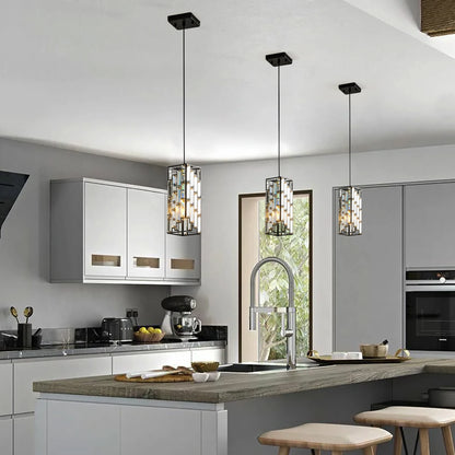 Modern Black Finish Crystal Pendant Light- Pack of 3