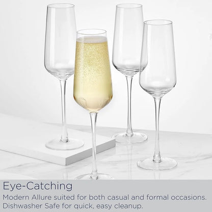 Modern & Elegant Crystal Champagne Toasting Flutes~Set of 4