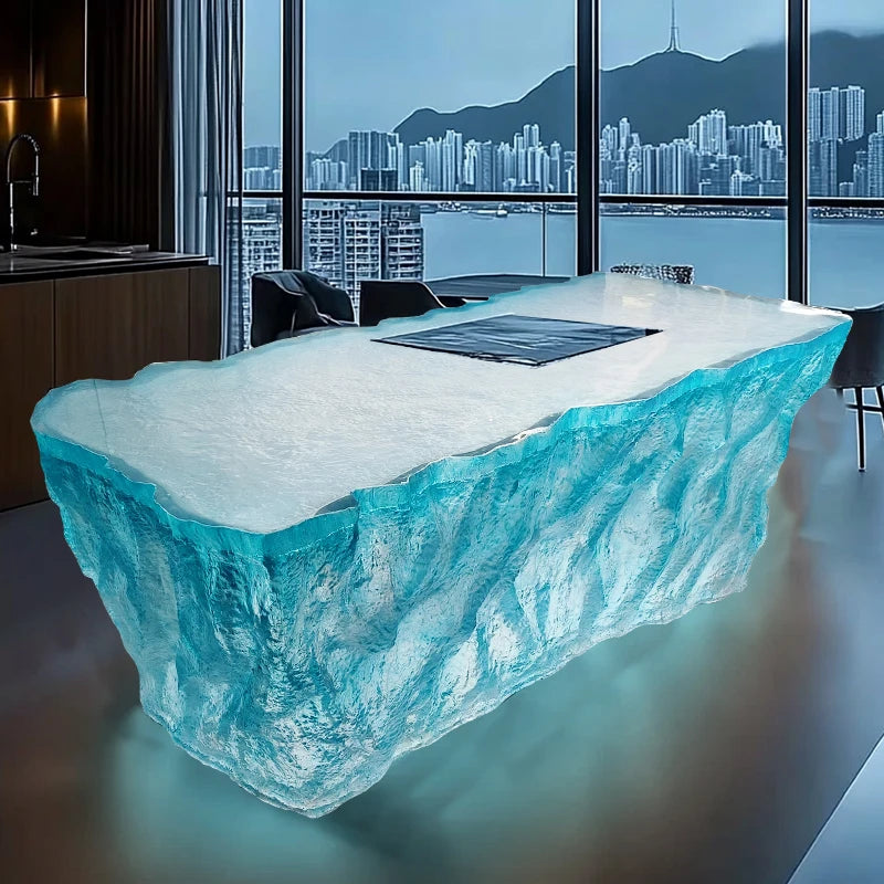 Luxury High-End Luminous Crystal Glacier Island Table