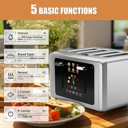Versatile Stainless Steel 4-Slice Toaster  w/Touchscreen Control Panel