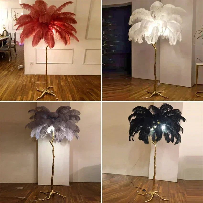 Modern Nordic Ostrich Feather Luxury Floor/Table LED Lamp 