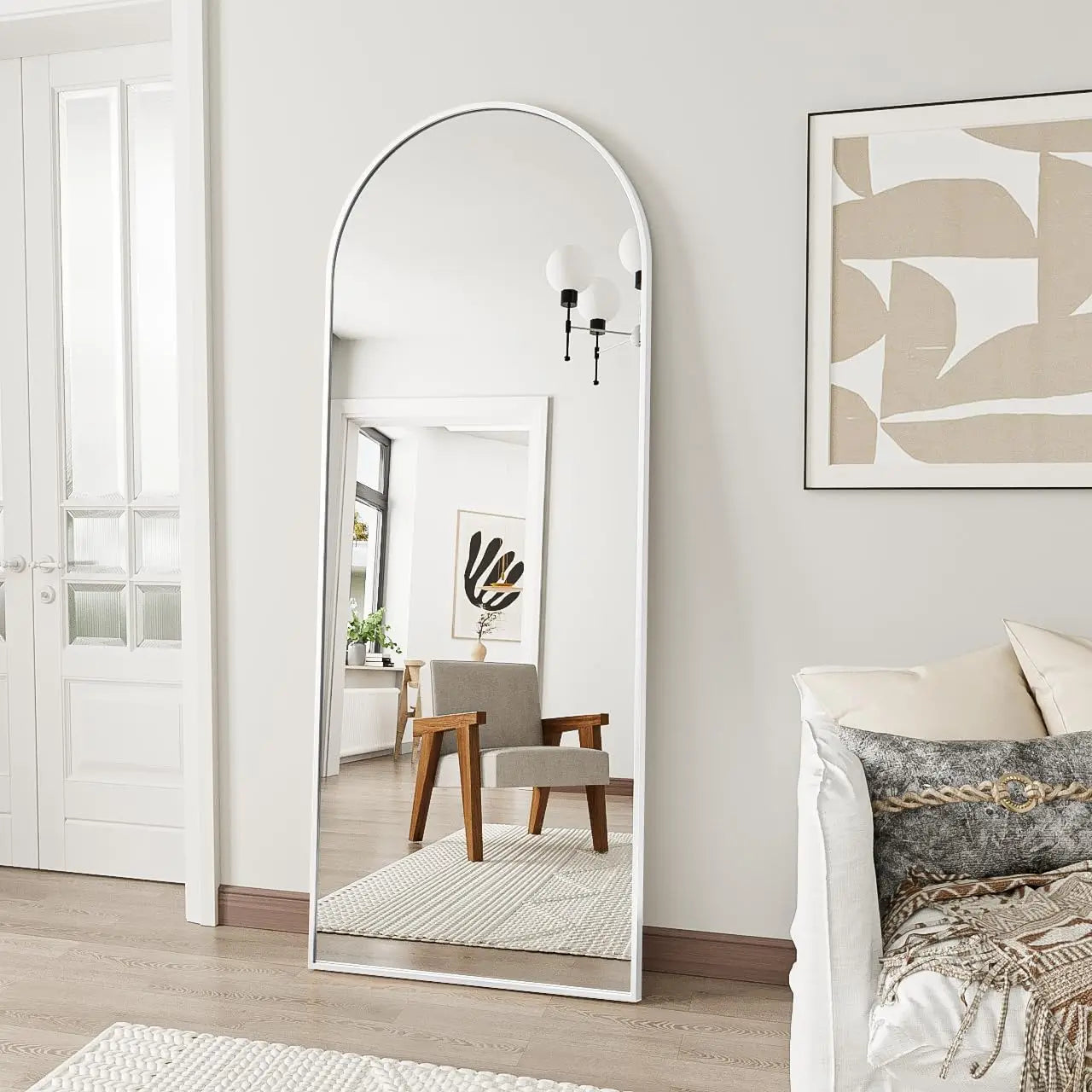 Arched-Top Full Size Freestanding Mirror