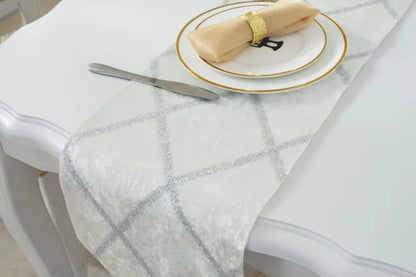 Long Strip Table Runner in White - Chic long table runner ideal for formal dining events.