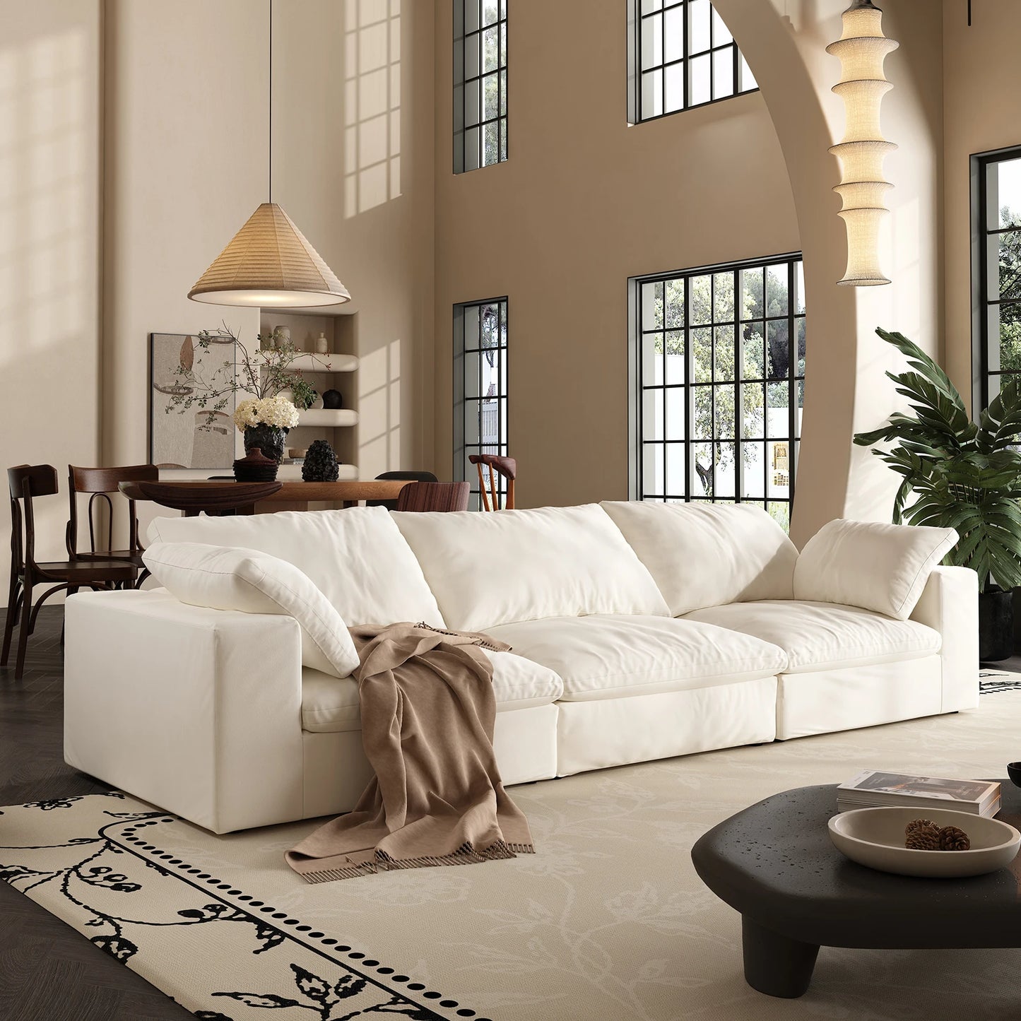 Modern U-shaped Convertible Sofa w/Ottoman