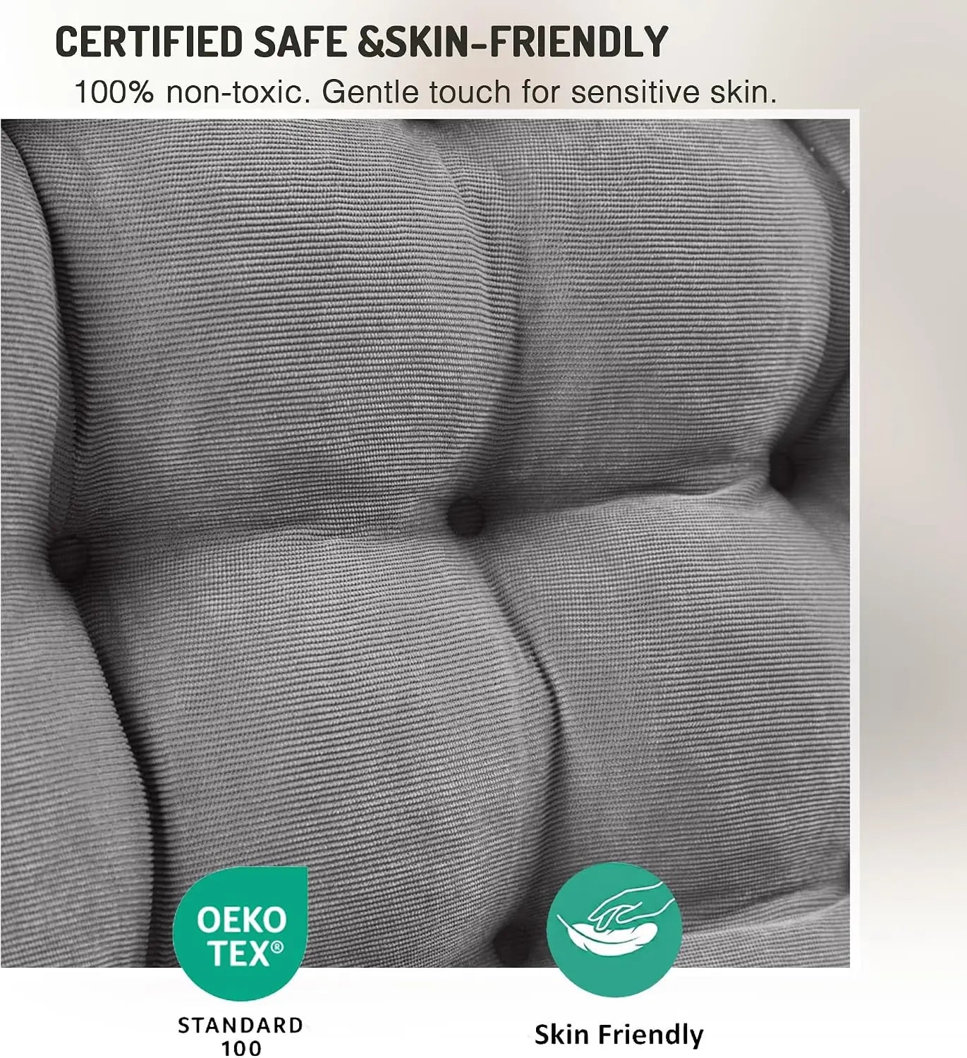 22x22 Corduroy Floor Pillows, Set of 2, Grey Memory Foam with supportive shredded memory foam cushioning