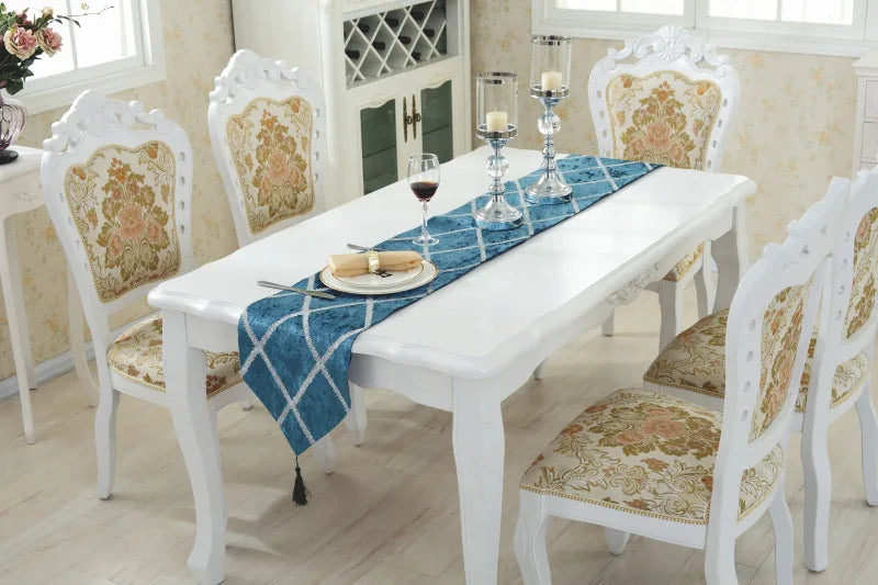 Long Strip Table Runner styled on a dining table - Showcasing the versatility of the long table runner.
