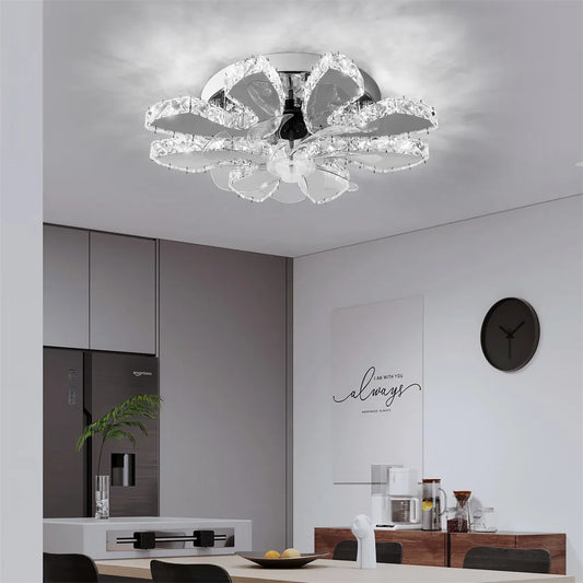 Modern Crystal LED Ceiling Fan Light/Decor Fixture