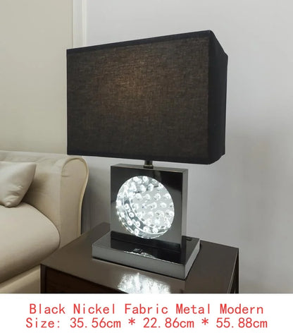 Beautifully lit Elegant 22" Modern Crystal Accent Table Lamp in an office, accentuating its versatility and sophistication as an elegant table lamp.