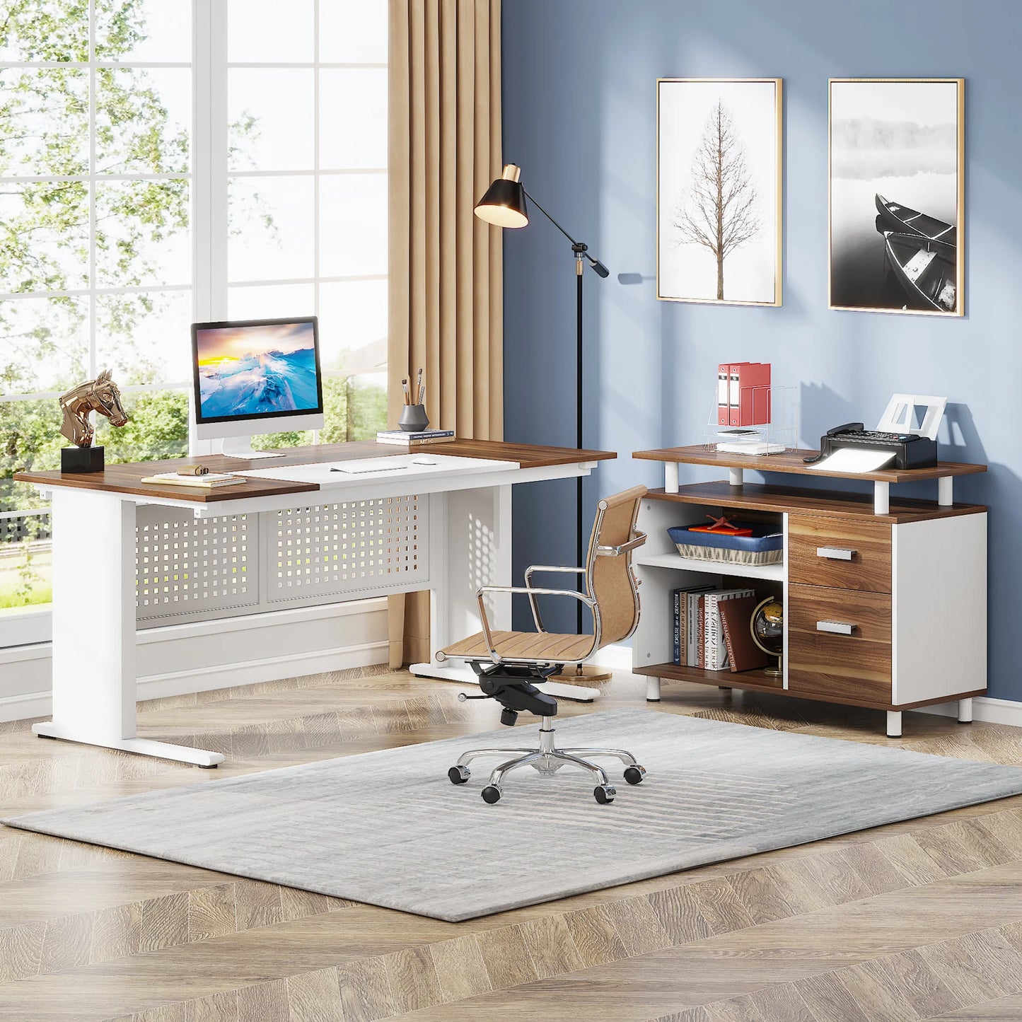 Modern 63" Executive Versatile L-shaped Desk