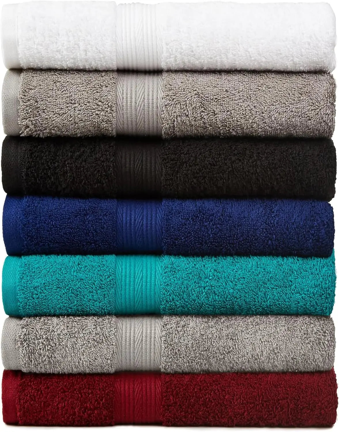 Luxury 6-Piece Cotton Bath Towel Set, perfect for a spa-like experience and featuring a fade-resistant design. Luxury cotton towel set.