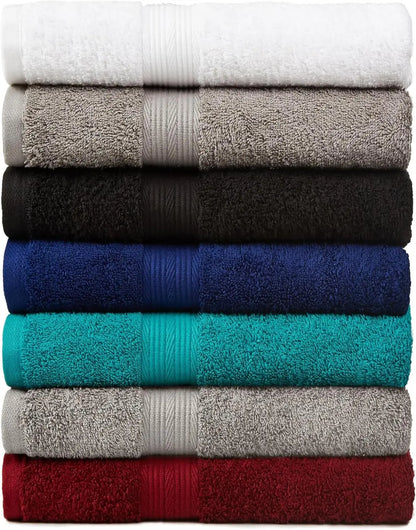 Luxury 6-Piece Cotton Bath Towel Set, perfect for a spa-like experience and featuring a fade-resistant design. Luxury cotton towel set.