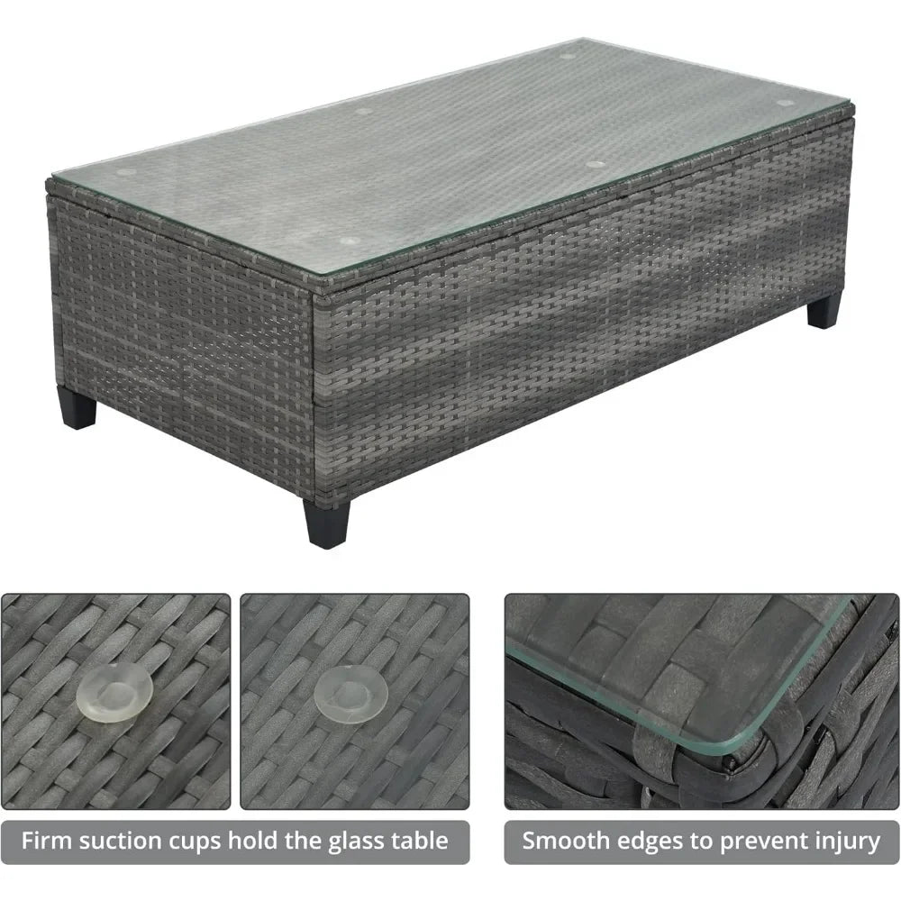 8-Piece  Outdoor Half-Moon Wicker Sofa Set