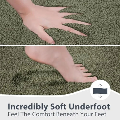 Extra Soft Absorbent Two-toned Olive Green & Sage Bathroom Rug