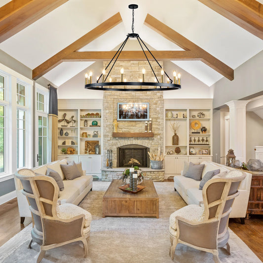 Rustic Farmhouse 16-Light Wagon Wheel Chandelier