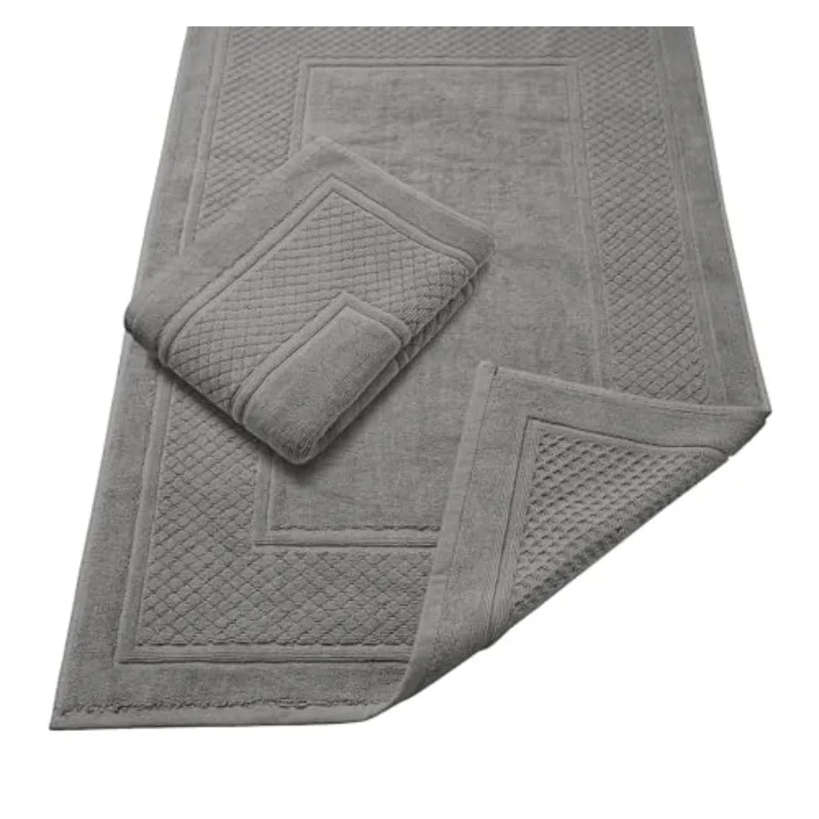 22x34 Cotton Bath Mats, 2-Pack Grey Jacquard Quick-Dry