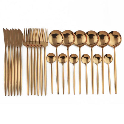 Modern 24-Piece Stainless Steel Tableware for 6