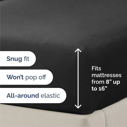 Queen Size 4-Piece Black Microfiber Sheet Set  