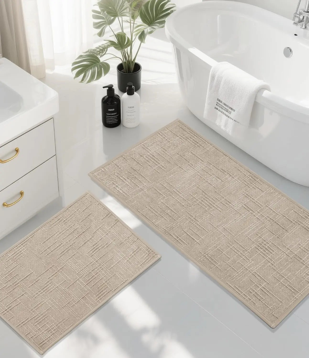 Lightweight & Ultra Thin Absorbent Bathroom Mats~5 Piece Set