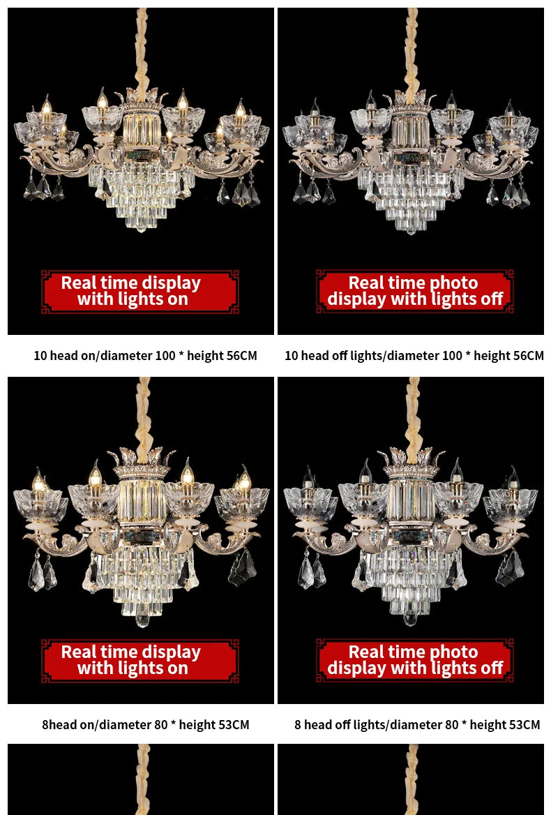 Traditional European Aesthetic Style Chain Pendant Crystal Chandelier 