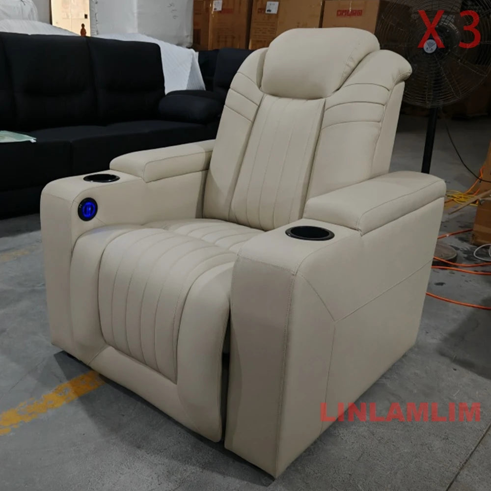 Modern Luxury Recliner Leather Sofa Chair for Living Room or Media Room