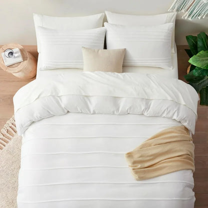 Modern Lightweight Queen Size 3-Piece White Duvet Cover