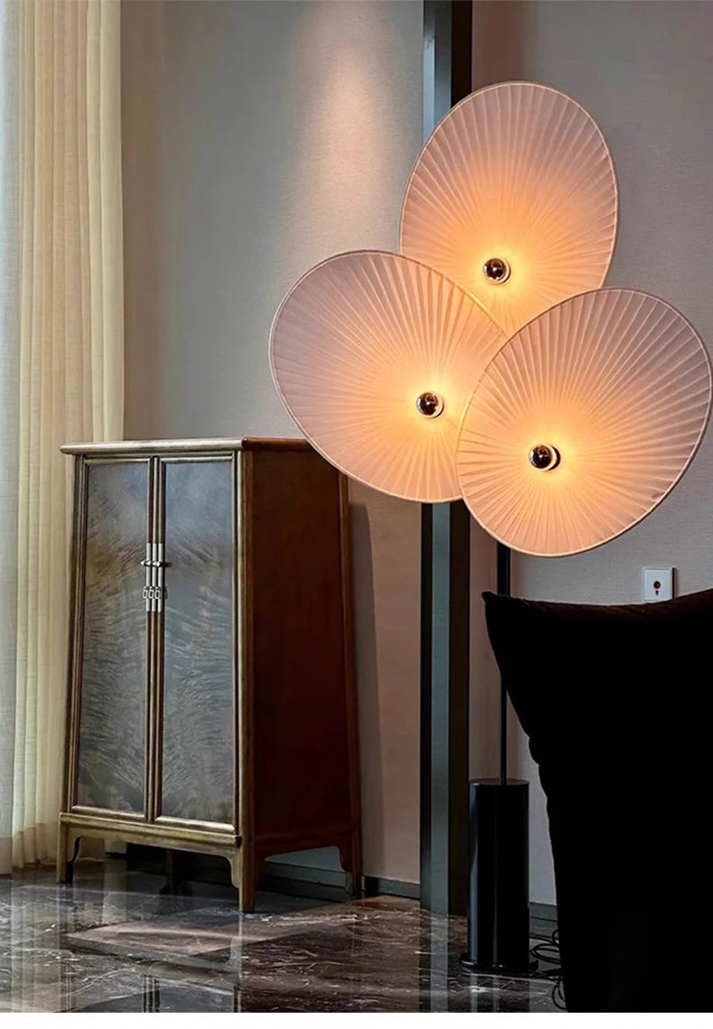 Elegant Modern Triple Floral Floor Lamp adding sophistication to home decor.