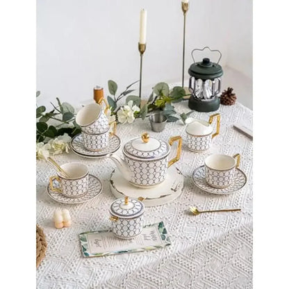 Fancy Porcelain Bone China Afternoon Tea Cup and Saucer Set for 4
