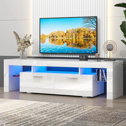 Modern Living Room Entertainment Center w/LED Lights