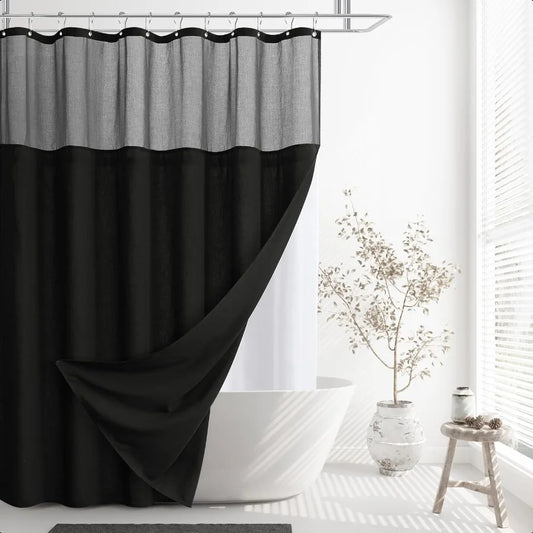 Soft & Textured Black Linen Shower Curtain