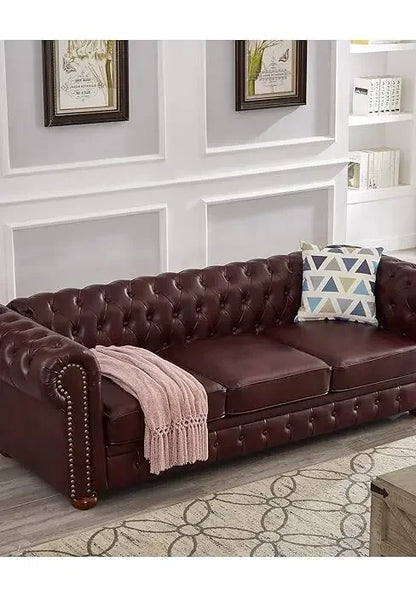 Classic & Luxurious 3-Seater Chesterfield Sofa w/Nailhead Trim