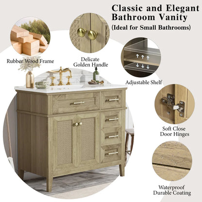 Classic & Elegant 36" Bathroom Vanity with Ceramic Sink
