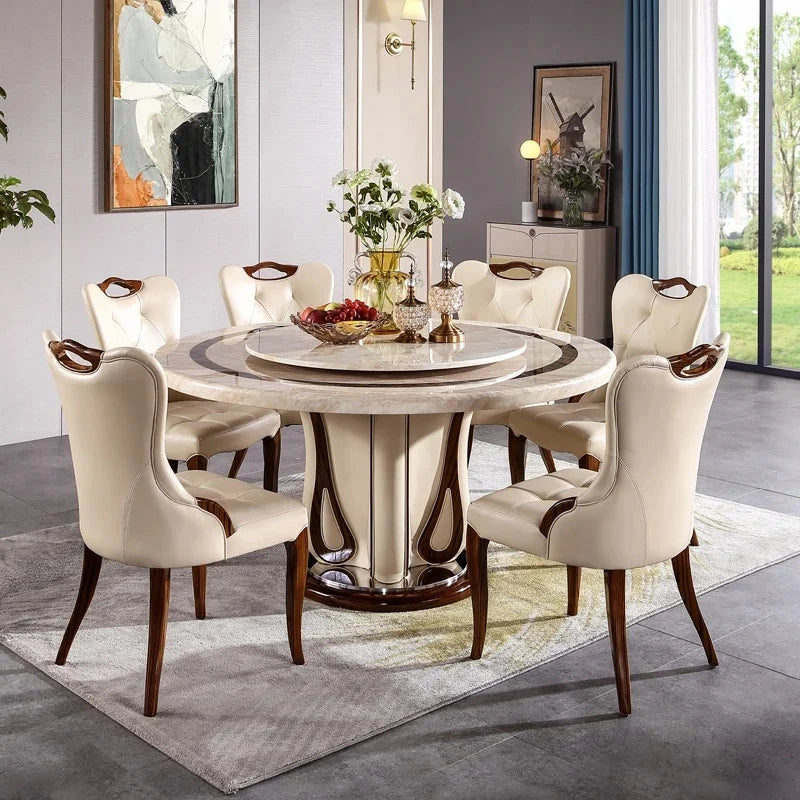 European Round Dining Table Set for 6