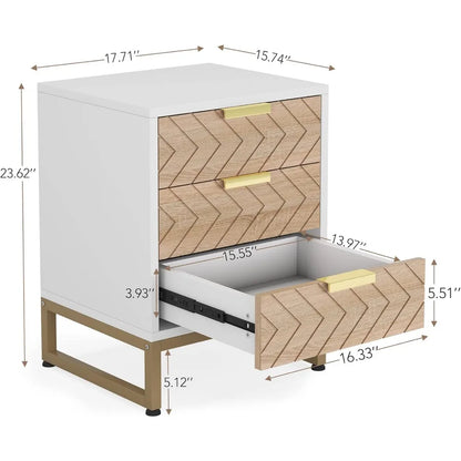 Stunning 3 Drawer Nightstand w/Chevron Design set of 2