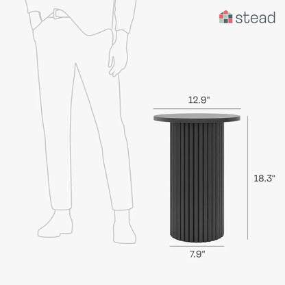Small Round Fluted Black Accent Side Table