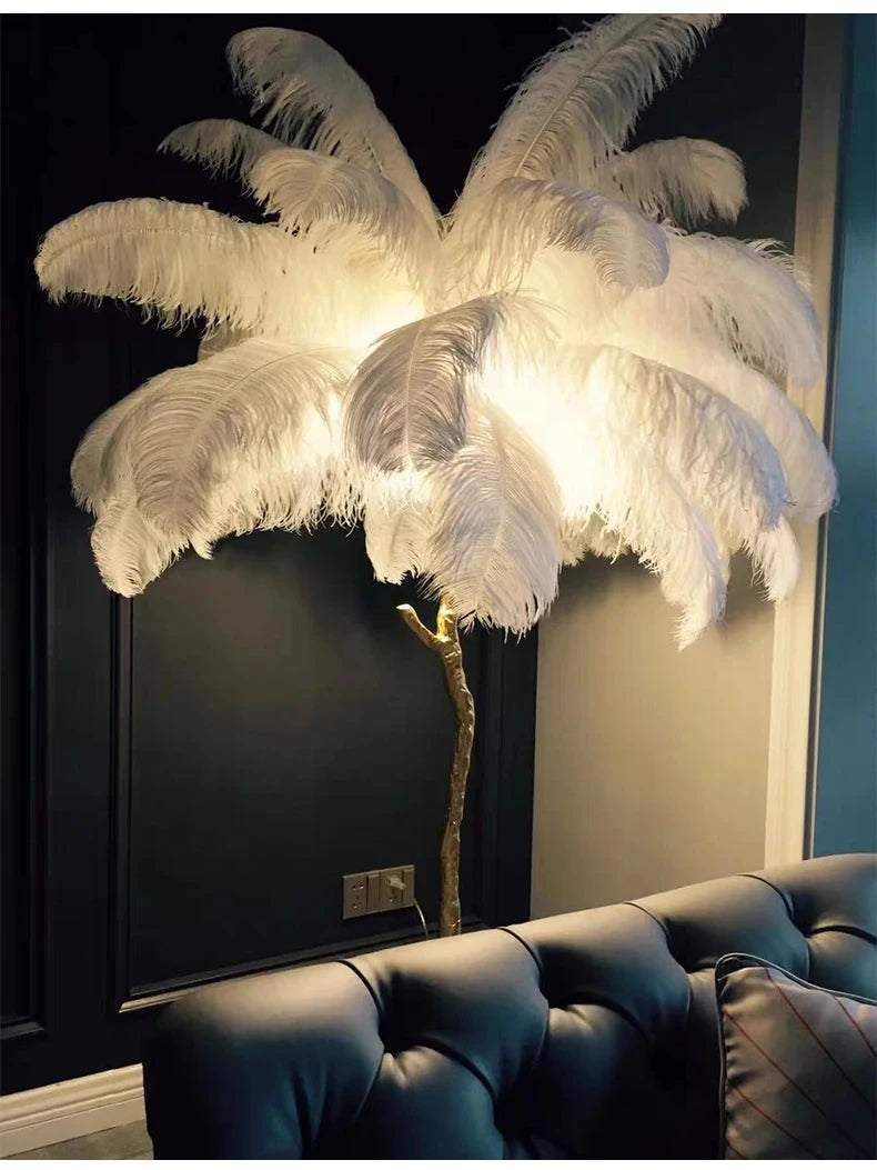 Modern Nordic Ostrich Feather Luxury Floor/Table LED Lamp 